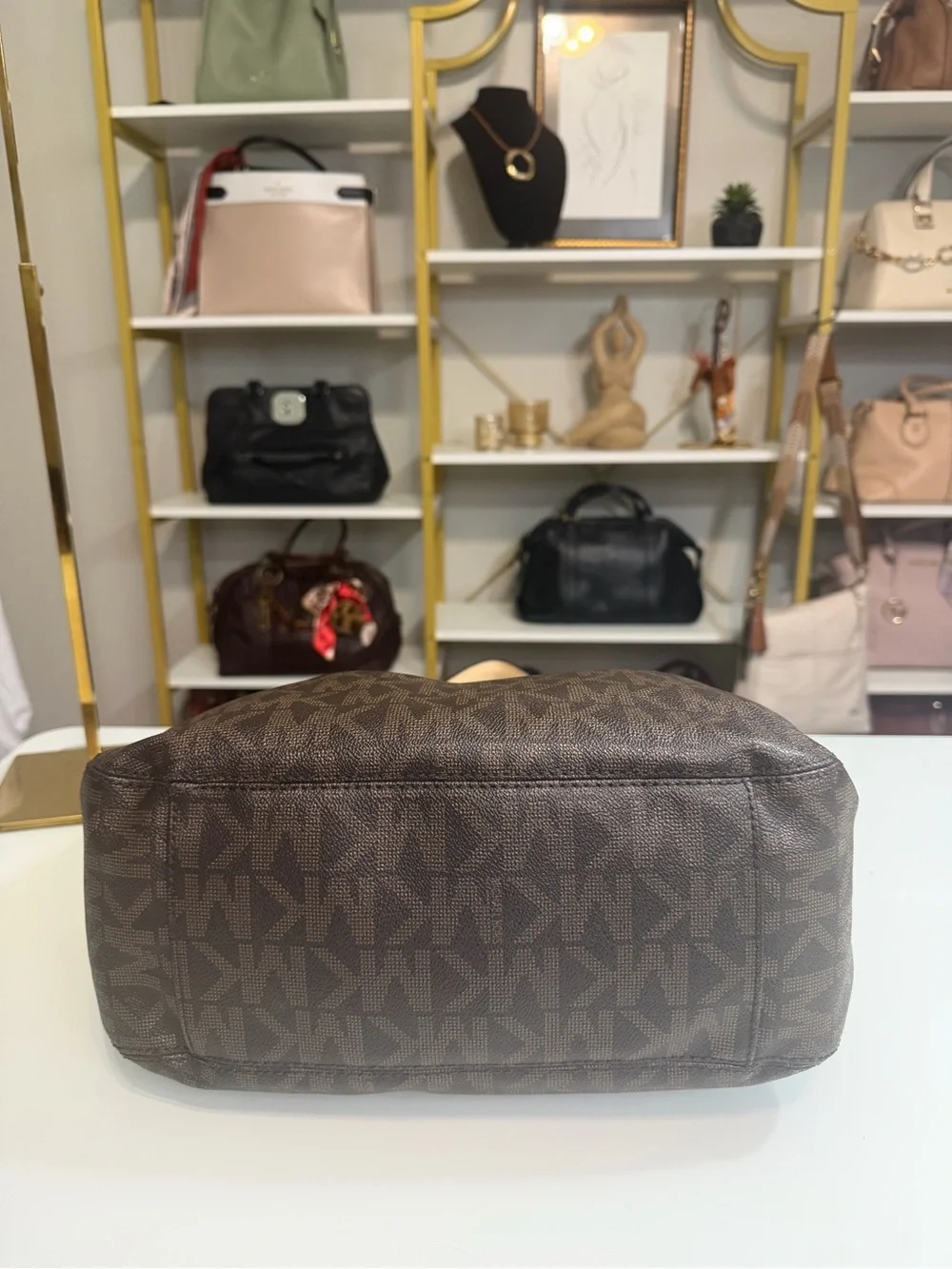 Michael Kors Lily Chain Brown Monogram Shoulder Bag